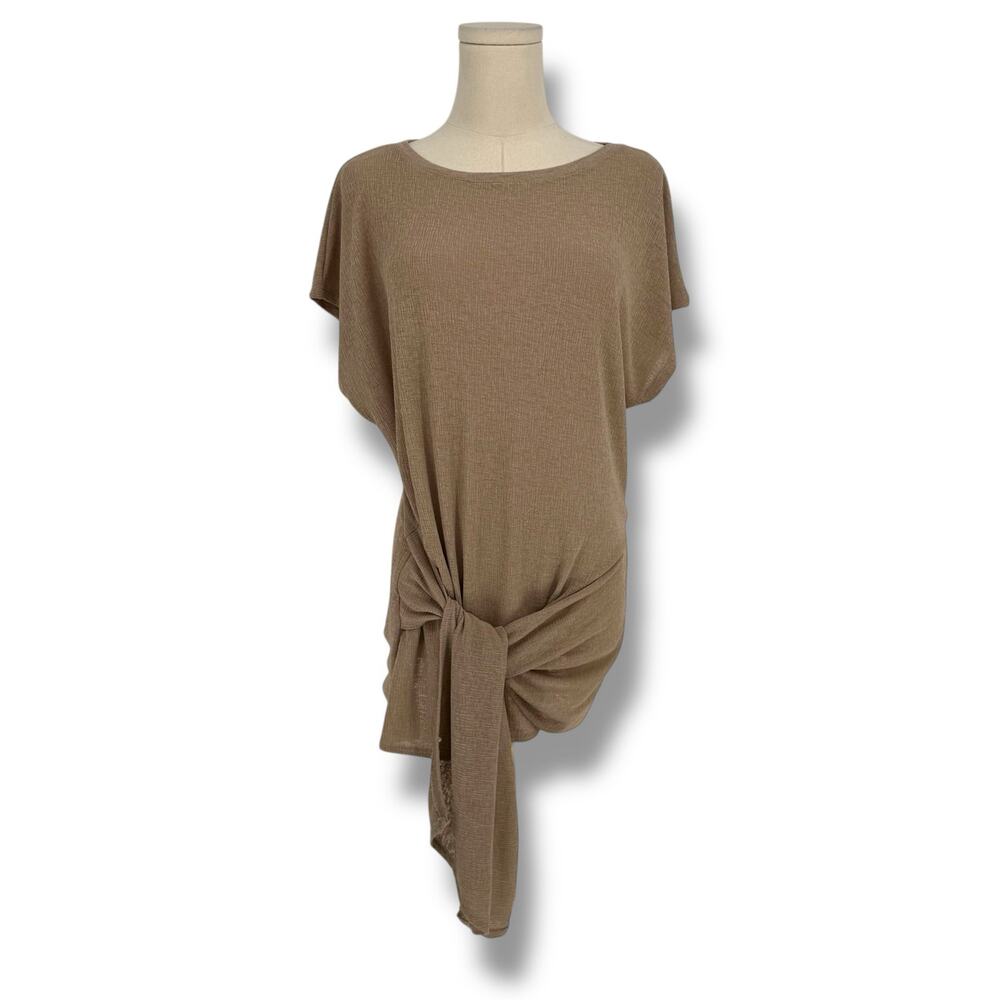 Zara Beige Mesh Stretch Jersey Knotted Top Casual Size S